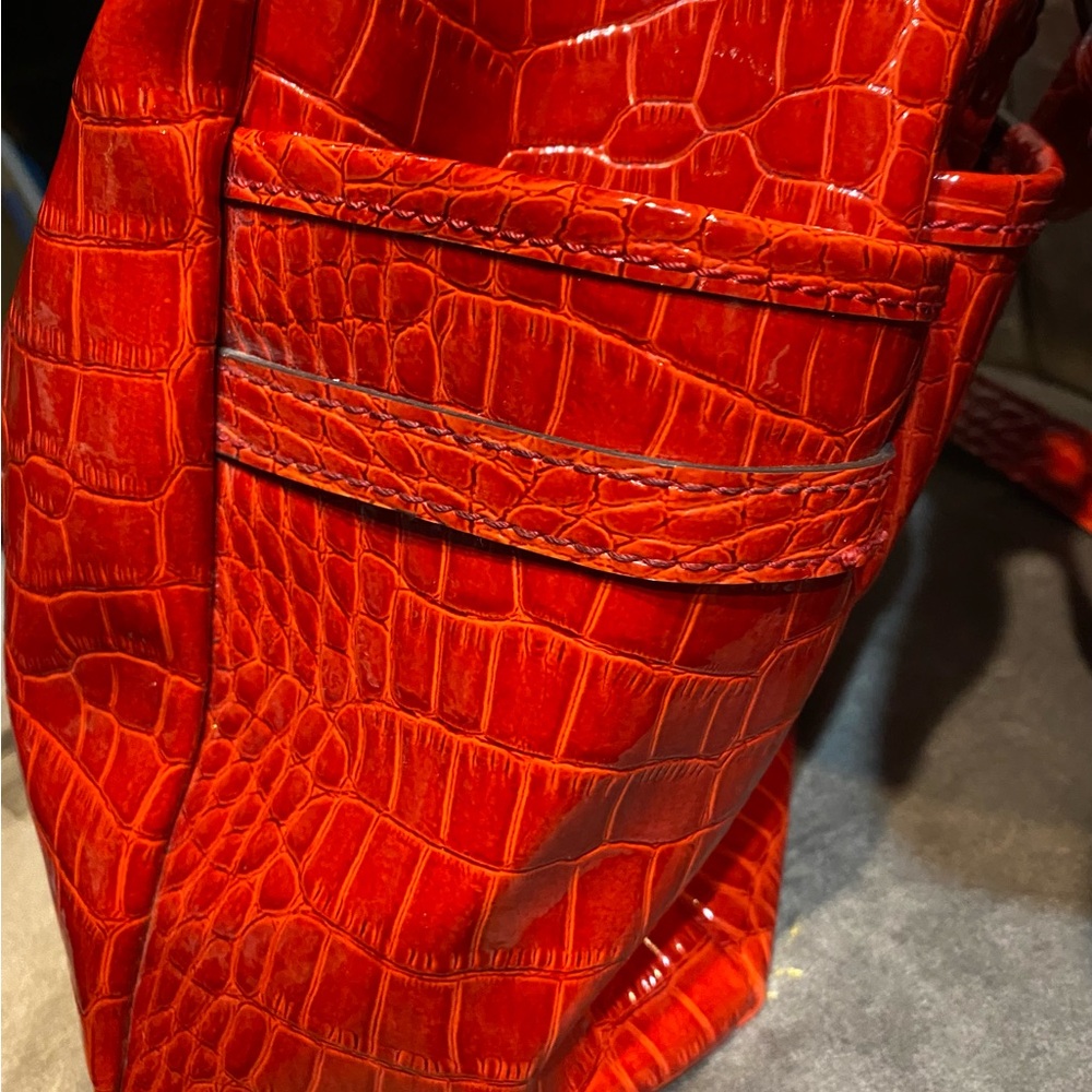 Liz Claiborne Vibrant Red Embossed Tote - Picture 7 of 9